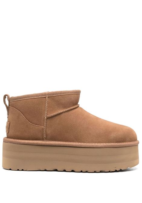 classic ultra mini platform woman chestnut in leather UGG | 1135092CHE