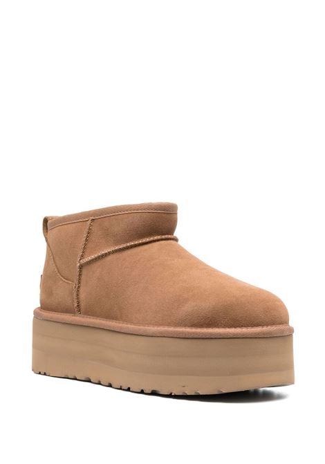 classic ultra mini platform woman chestnut in leather UGG | 1135092CHE