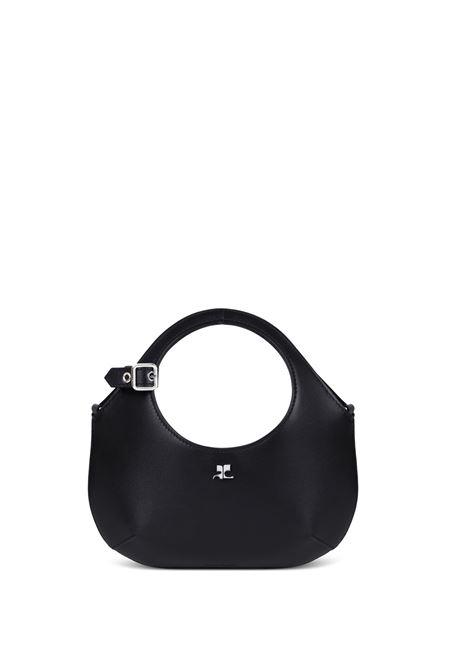 mini holy bag woman black in leather COURRÈGES | 324GSA126CR00659999